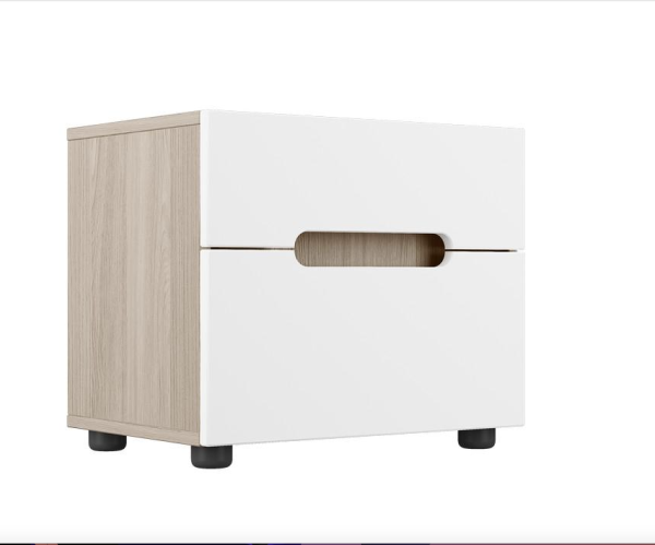 Тумба Прикроватная Палермо-3 МДФ (Ш-500 х В-410 х Г-350 мм)/Ясень Шимо Светлый/ фасад Белый Глянец