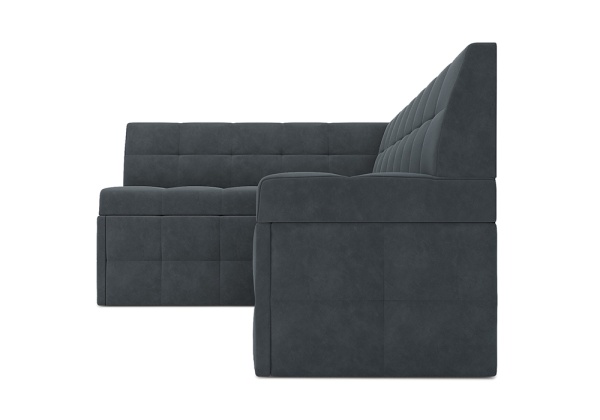 Кухонный угловой диван дельфин Атлантис велюр серо-синий