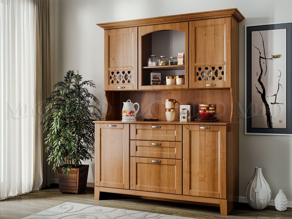 Буфет Милан с Карнизом МДФ/Орех (Ш-1640 x Г-600 х В-2017)